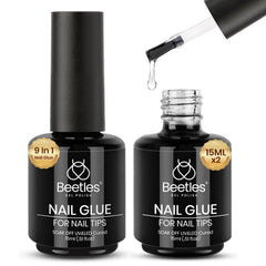 Beetles Gel Polish 9-en-1: pegamento transparente para uñas y puntas