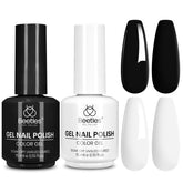 Beetles Gel Polish: botellas negro y blanco para acabado duradero
