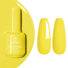 Beetles Canary Yellow Gel Polish bottle shows bold color and smooth texture.
