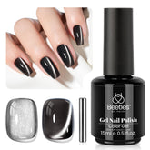 Beetles Gel Polish Cat Eye Negro - botella con efecto ojo de gato para uñas brillantes