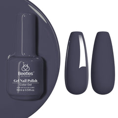 Beetles Gel Polish Gris Oscuro en botella de 15 ml, ideal para manicuras duraderas.