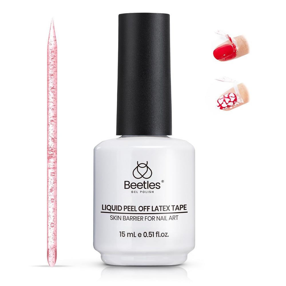 Beetles Gel Polish liquid latex bottle shields nails during art for clean, precise designs.