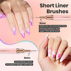 Beetles Gel Polish 9mm liner brush for clean outlines during nail art