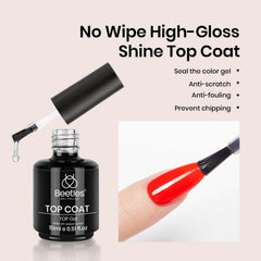 Beetles Gel Polish No-Wipe Top Coat brush applying a smooth coat.