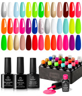 Beetles Gel Polish: set de 20 colores neon para manicuras vibrantes y duraderas.