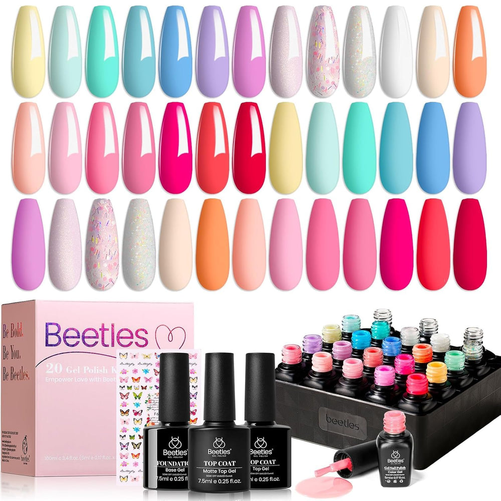 Beetles gel polish set with pastel neon colors for vibrant everyday nails