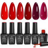 Beetles Gel Polish Set Rojo 6 colores para manicura duradera.