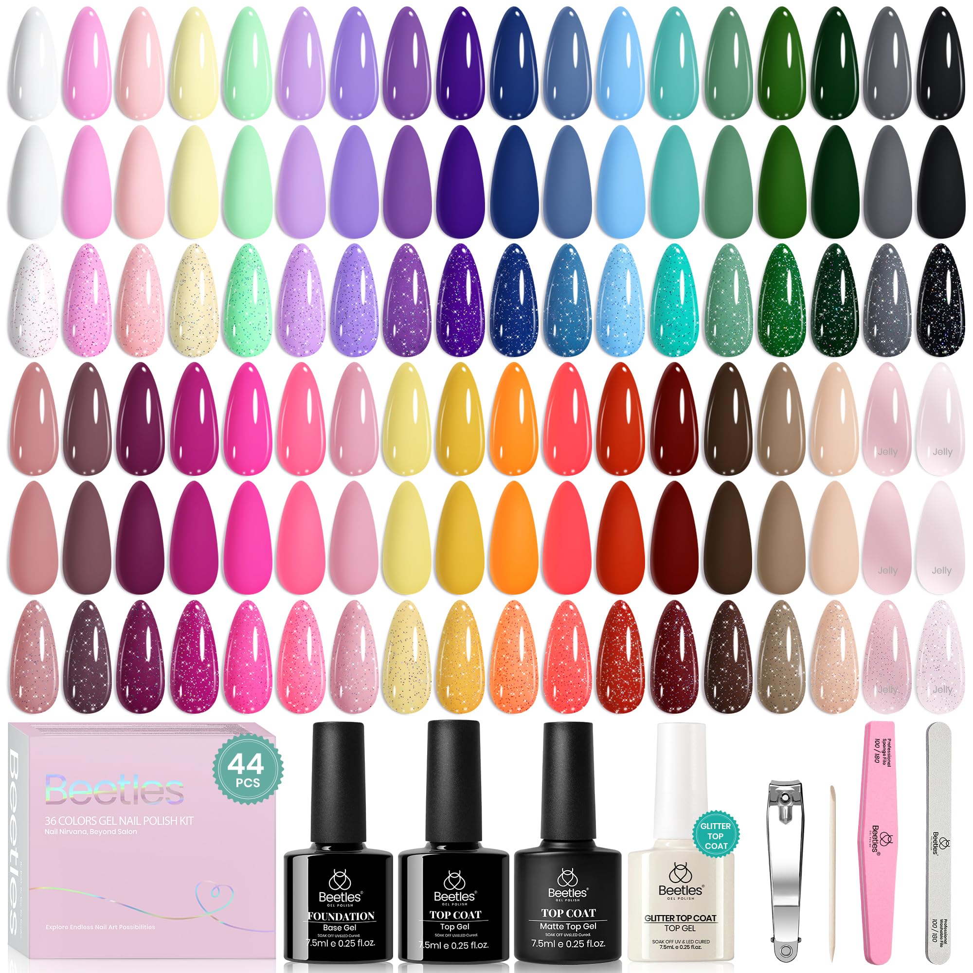 Beetles Gel Polish Set Spring colors on nails for seasonal looks.