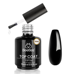 Beetles Gel Polish Top Coat bottle with a mirror-like gloss.