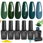 Beetles Gel Polish verde oscuro en botella, manicura duradera para uso diario.