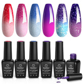Beetles gel uñas cambio color 6 colores: muestra transiciones vibrantes para manicura dinámica