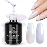 Beetles Pearl Gel, nubes onduladas, acabado perlado duradero para uñas elegantes.