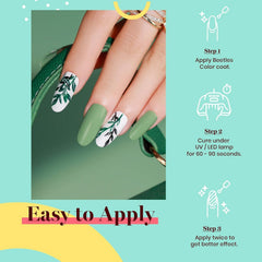 Beetles Green Gel Polish finished manicure with salon-quality shine