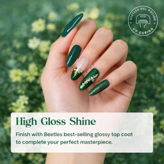 Beetles Dark Green Gel Polish bottle for bold nail looks