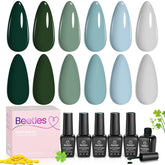Beetles Gel Polish Set, seis tonos gris bruma para looks neutros y duraderos.