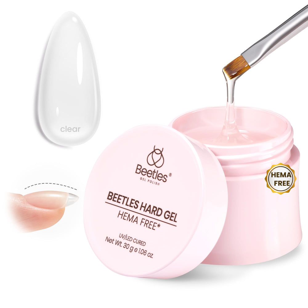 Beetles HEMA-free hard gel 1oz jar ready for safe extension work.