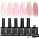 Beetles Jelly Gel: conjunto de 6 colores rosados neutros para uñas elegantes.