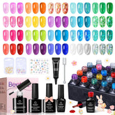 Beetles jelly gel nail polish set shows 20 colors for versatile DIY manicures at home.