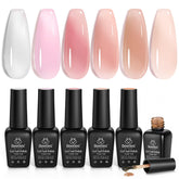 Beetles Jelly Gel Set de 6 colores rosados translúcidos, ideal para manicura diaria en casa.