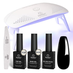 Beetles kit gel negro con luz-uv para uñas brillantes en casa.
