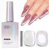 Beetles Lunar Silk Silver Cat Eye gel polish bottle with magnetic shimmer for at-home nail art