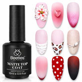 Beetles Matte Gel Top Coat 15ml for a smooth, long-lasting matte finish on gel nails.