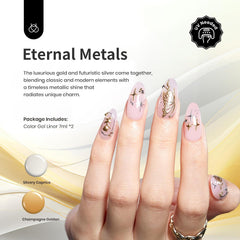 Beetles Gel Polish Bronce: delineado cromado suave y preciso.