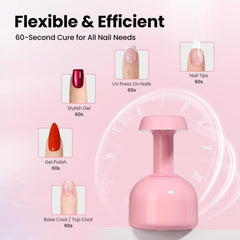 Beetles Mini UV Light pink body close-up, portable design for travel.