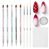 Beetles Nail Art Brushes 8pcs with crystal handles for precise color application.