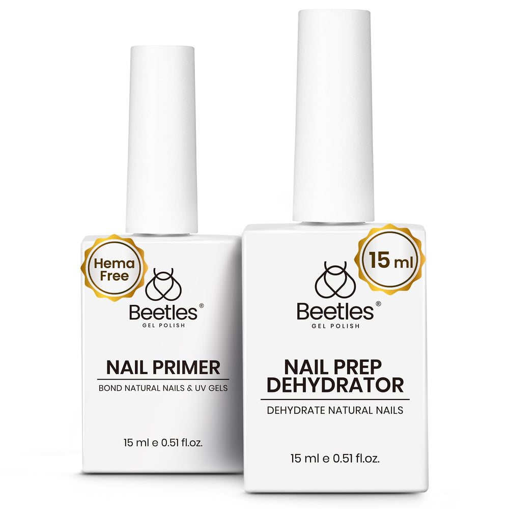 Beetles Nail Dehydrator 15ml bottle closeup highlights prep that can support stronger adhesion.