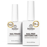 Beetles Nail Dehydrator 15ml bottle closeup highlights prep that can support stronger adhesion.