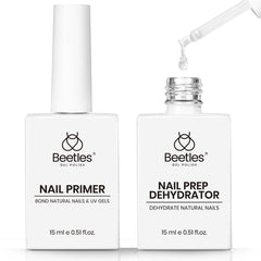 Beetles Nail Dehydrator and Primer acid-free bottles ready for oil-free nail prep.