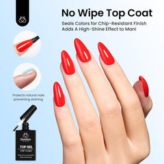 Beetles No Wipe Top Coat quick-dry gloss for home manicures.