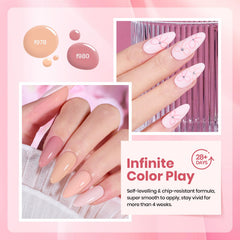 Beetles Nude Pink nails on hand showcasing a flawless finish after two coats
