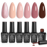 Beetles Nude Symphony: conjunto de 6 colores nude para uñas elegante.