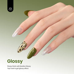 Beetles Olive Green gel nail art ideas for spring nails and studio-quality results