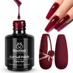 Beetles Oxblood Red gel polish bottle showing deep fall color for nails