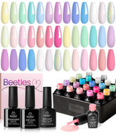 Beetles Pastel Gel Nail Polish Set swatches show 20 colors for versatile spring looks