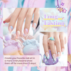 Beetles Pastel Gel Polish en uñas, muestra acabado colorido.