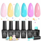 Beetles Pastel Set de Gel Polish, 6 botes para manicura duradera.