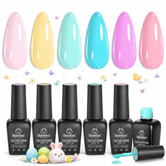 Beetles Pastel Set de Gel Polish, 6 botes para manicura duradera.