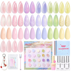 Beetles Pastel Gel Polish Set swatches show 20 colors for spring nails