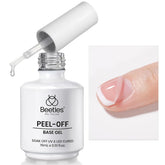 Beetles Peel-Off Gel Base Coat: aplicación con brocha para una capa suave y uniforme.