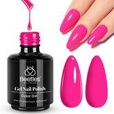 Beetles Pink Gel Nail Polish neon hot pink bottle showing vibrant color for nails