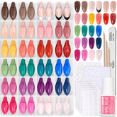 Beetles kit uñas postizas, paleta arcoíris de 24 colores para combinar estilo diario.