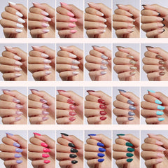 Beetles short almond nails closeup showing natural fit and comfortable wear