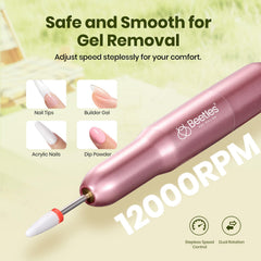 Beetles professional nail drill with ceramic head for precise filing.