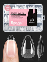 Beetles puntas de gel en almendra cortas para ajuste natural sin limar.
