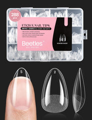 Beetles puntas de gel en almendra cortas para ajuste natural sin limar.
