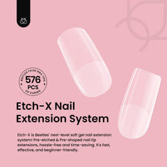 Beetles Gel Nail Tips Etch-X, 576 piezas en 12 tallas para ajuste perfecto